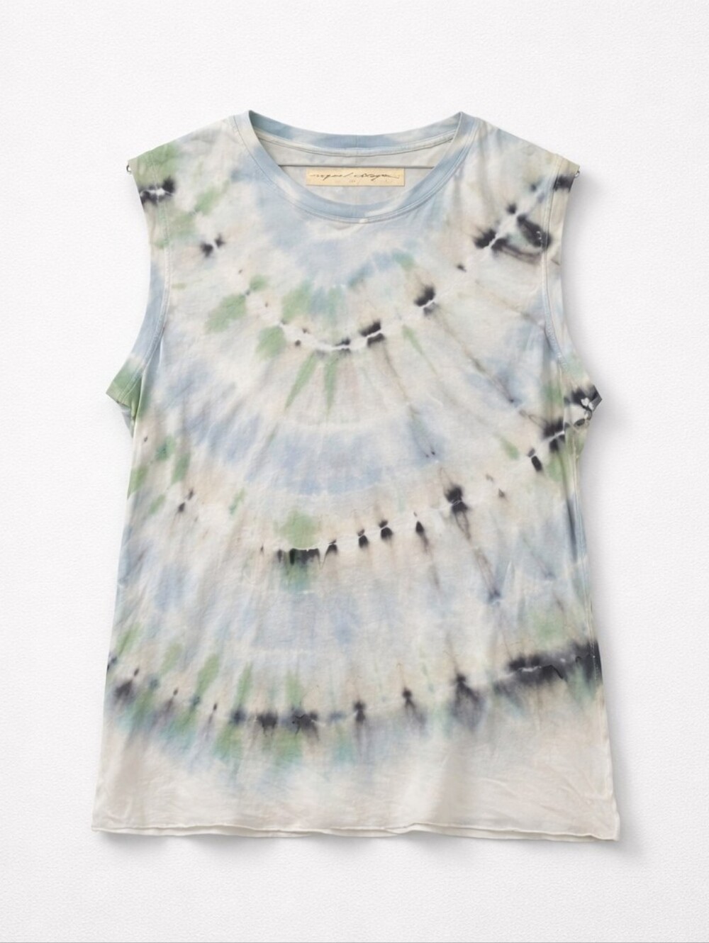 Raquel Allegra Fitted Muscle Tank featuring a tie-dye design.